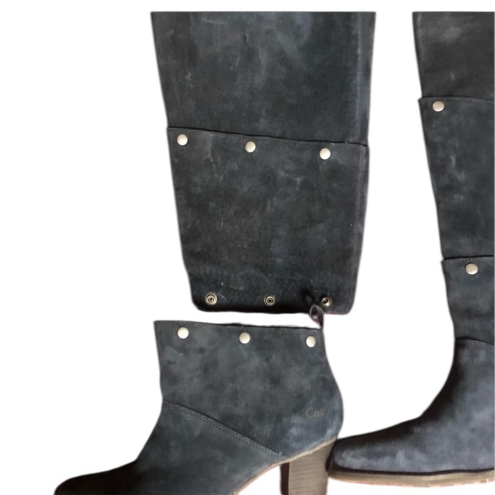 CAT Caterpillar 3 in 1 Navy  leather adjustable lengths boots rubber sole NIB - Picture 14 of 15